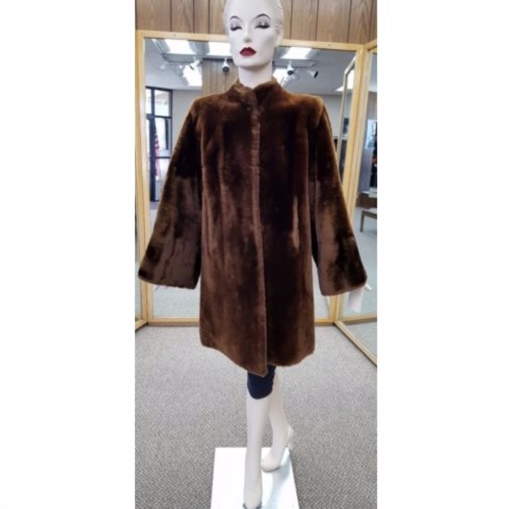 Bronze Mouton Lamb Fur Vintage Coat
